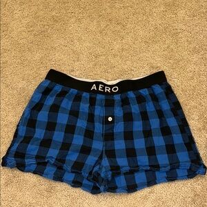 Aeropostale Blue and Black Plaid Boxers